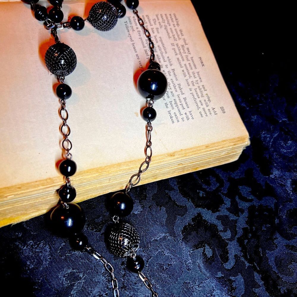 Guess Black Long Gothic Necklace